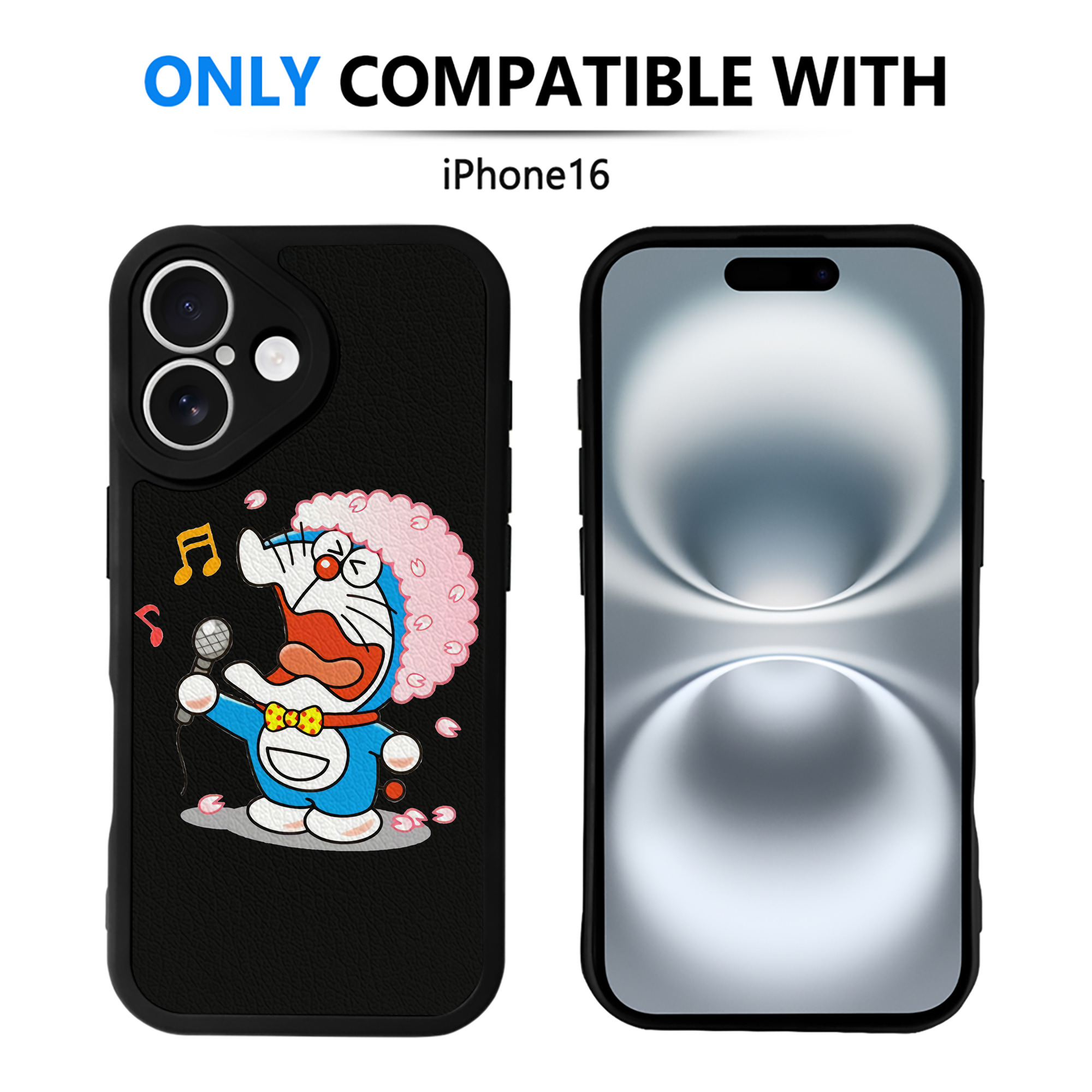 （画像用） ドラえもん Doraemon 【iPhone 16シリーズ対応】シリコンスマホケース（レザー調） 材質：シリコン
